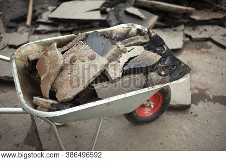 Removal Of Asphalt. Road Surface Repair. Working With A Jackhammer. The Road Repair Crew Broke The A