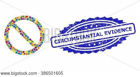 Bright Colored Collage Forbidden, And Circumstantial Evidence Unclean Rosette Stamp Seal. Blue Stamp