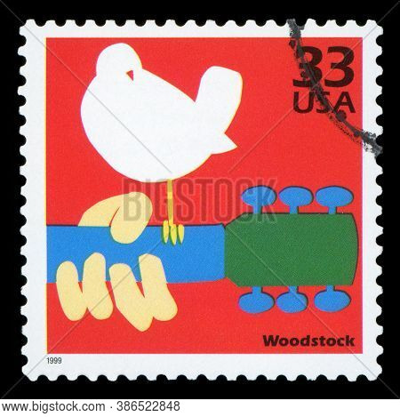 United States Of America - Circa 1999: Stamp Printed In Usa Dedicated To Celebrate The Century 1960s