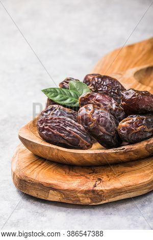 Large Sweet Dates Close-up. Useful Sweets For Tea. Sweet Dates
