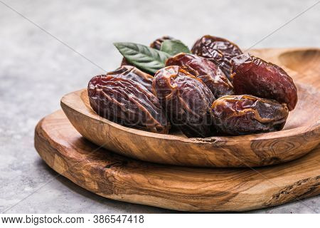 Large Sweet Dates Close-up. Useful Sweets For Tea. Sweet Dates