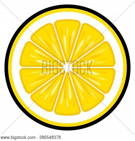 Lemon Fruit Slice Vector Art Graphic Isolated On White Background