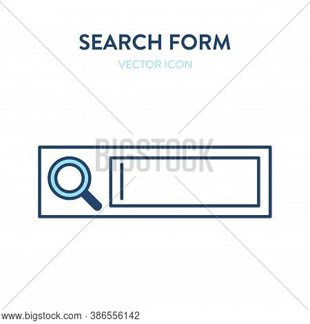 Search Form Icon. Vector Illustration Of A Website Search Form With Text Field And Magnifier Tool Ic