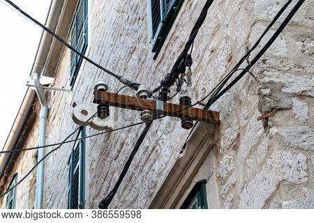 Tourist City By The Adratic Sea - Sibenik, Croatia. The Old Stones, Narrow Street And Stairs