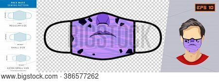 Vector Graphic Of Halloween Masks In Mask Design. A Light Blue And Dark Blue Monster Face. Face Mask