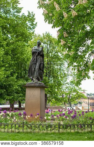 Monument To Bozena Nemcova In A Beautiful City Park In Prague. Prague / Czechia - 05.21.2019