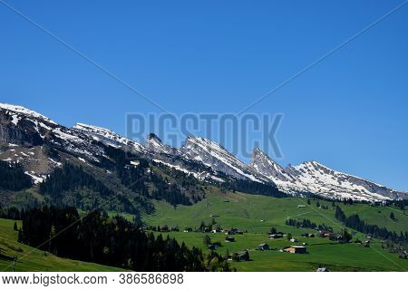 Breathtaking Mountain Panorama In Wildhaus In Switzerland During Springtime 7.5.2020