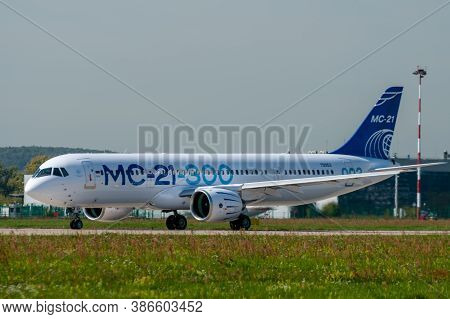 August 30, 2019. Zhukovsky, Russia. Promising Russian Medium-range Narrow-body Passenger Aircraft Ir