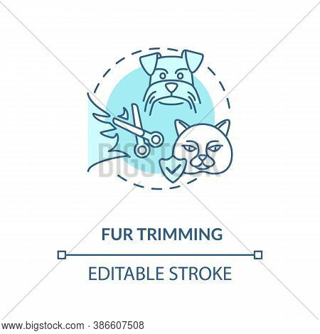 Fur Trimming Concept Icon. Grooming Services Types. Furry Animals Hairstyle. Pet Beauty Grooming Cen