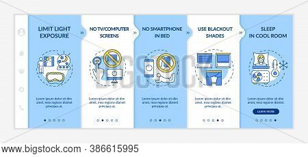 Better Sleep Recommendation Onboarding Vector Template. Limit Light Exposure. Nighttime Routine. Res