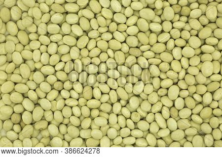The Concept Of A Healthy Diet. The Background Is Made Of White Beans. Beans Are A Source Of Proteins