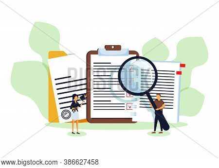Notes As Information Reminder And Time Planning Tool Flat Tiny Persons Concept. Paper Memo Sketch Pa