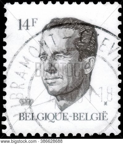 Saint Petersburg, Russia - September 18, 2020: Postage Stamp Issued In Belgium The Image Of The King