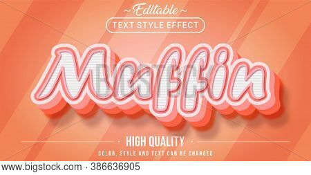 Editable Text Style Effect - Muffin Theme Style. Graphic Design Element.