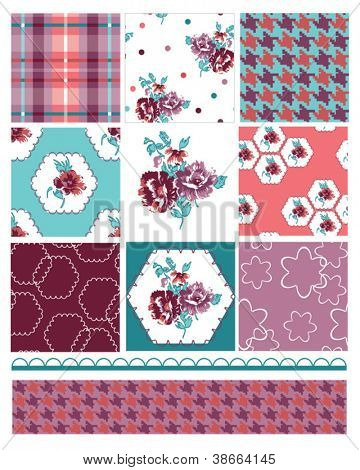 Geometrische Floral Seamless prasselt und Trim.