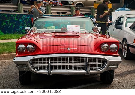 Toronto, Canada - 08 18 2018: Front Part Of The Exterior With Bumper, Hood, Windscreen, Front Lights