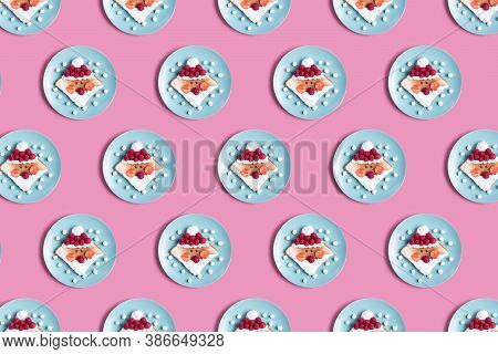 Childrens Breakfast Or Lunch, Toast Stylized In The Form Of Santa Claus With Raspberries, Strawberri