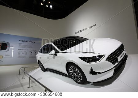 Gyeonggi-do,south Korea-march 2019: White Modern Luxury Car Displayed At Seoul Motor Show 2019 In Ki