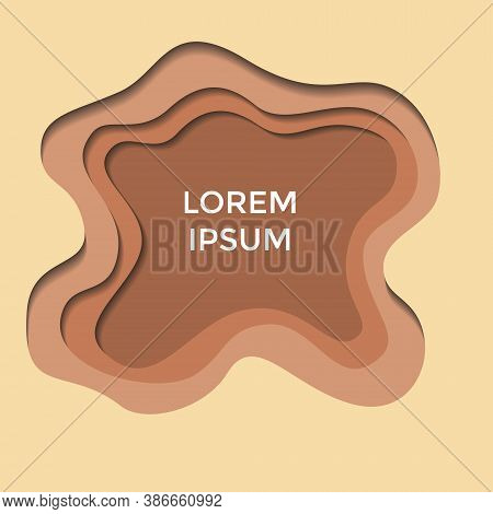 Vector papercut brown wavy background with shadow