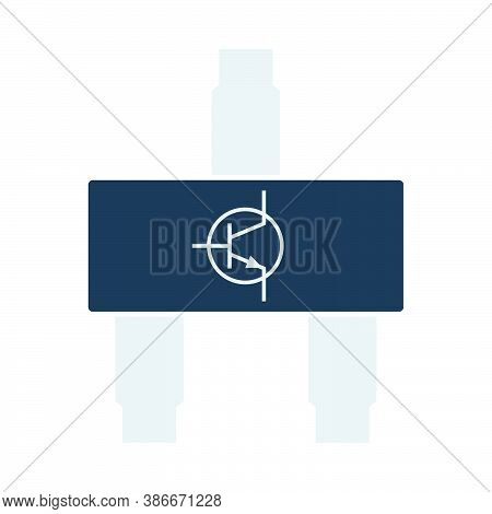 Smd Transistor Icon. Flat Color Design. Vector Illustration.