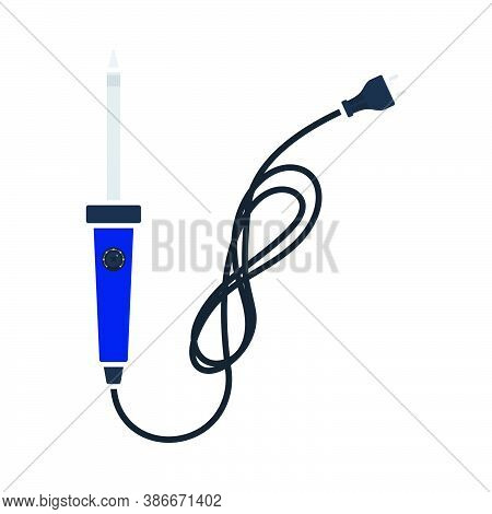Soldering Iron Icon. Flat Color Design. Vector Illustration.