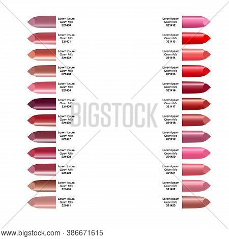 Lipstick Palette. Set Lipstick Isolated On White Background.