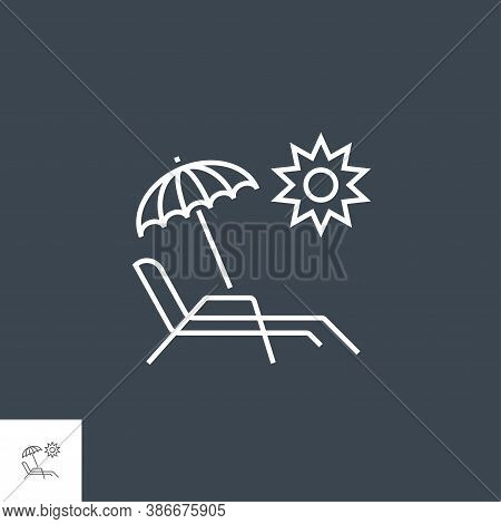 Chaise Lounge Icon. Chaise Lounge Related Vector Line Icon. Isolated On Black Background. Editable S