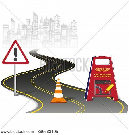 Website Is Under Construction. Illustration. 100% Vector, Eps 10.