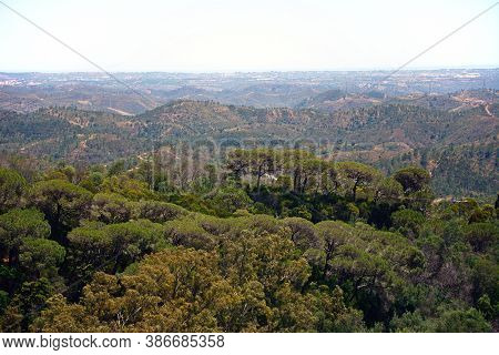 Elevated View Across The Monchique Mountains And Countryside, Monchique, Algarve, Portugal, Europe.