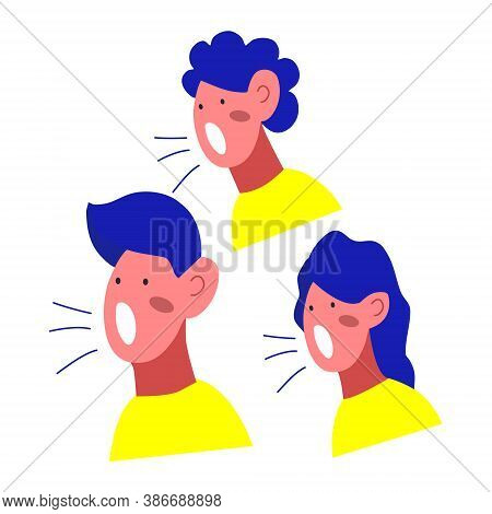 People Express Their Opinions, A Set Of Vector Talking Heads