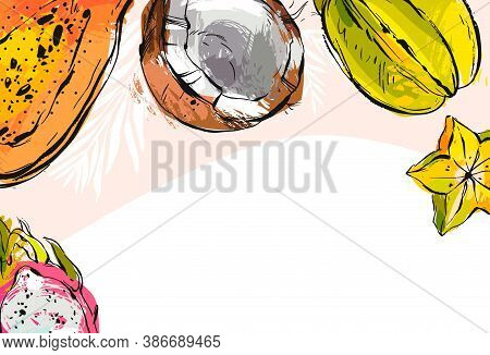 Hand Drawn Vector Abstract Stock Flat Graphic Illustration With Business Card Or Border Template Wit