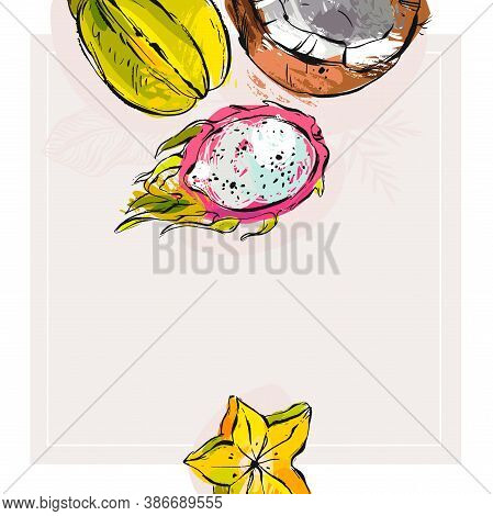 Hand Drawn Vector Abstract Stock Flat Graphic Illustration With Business Card Or Border Template Wit