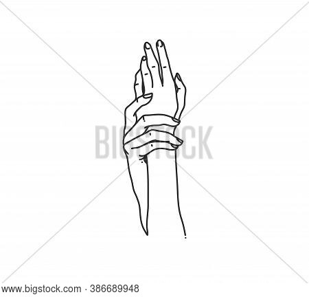 Hand Drawn Vector Abstract Stock Flat Graphic Illustration With Logo Elements , Woman Fashion Magic 