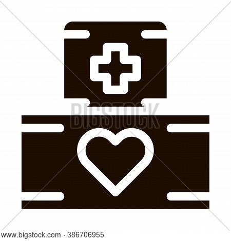 Volunteers Support Medikit Vector Icon. Volunteers Support, Help Charitable Organizations, Heart On 