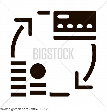Transaction Money On Card Vector Icon. Online Money Transaction, Financial Internet Banking Payment 