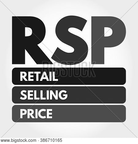 Rsp - Retail Selling Price Acronym, Business Concept Background