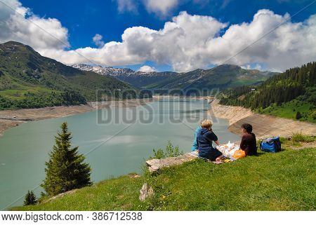 A Picnic Near The Lake Of Roselend, French Alps