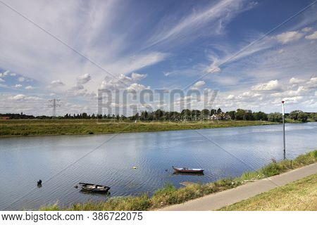 View Over The River Maas From The Dutch Village Steyl In The Province Limburg