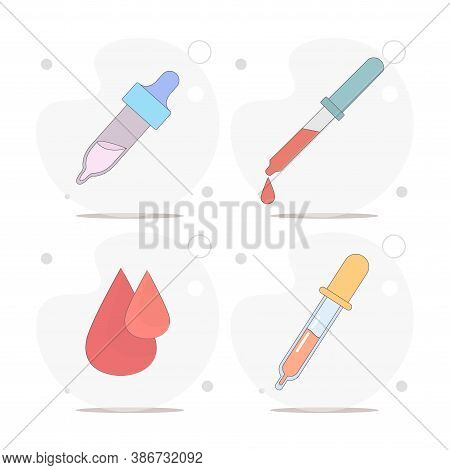 Pipette Vector Flat Illustration On White Background, Blood Drop