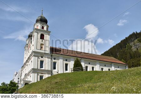 Catholic Church In Disentis In Switzerland In Springtime 8.5.2020