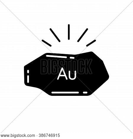 Golden Nugget Black Glyph Icon. Mineral Commodity For Trading. Gold Ore. Precious Metal. Metallurgy 