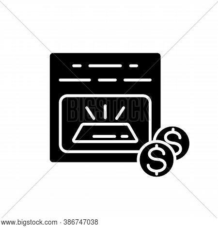 Unallocated Metal Account Black Glyph Icon. Invest Money In Precious Metals. Gold Bar For Sell. Purc