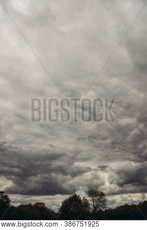 Dark Clouds On Sky Before Rainy And Storm - Image