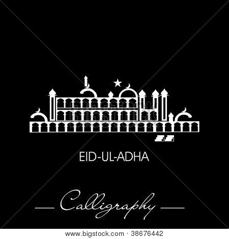 Eid-Ul-Adha or Eid-Ul-Azha, Arabic Islamic calligraphy for Muslim community festival. EPS 10.