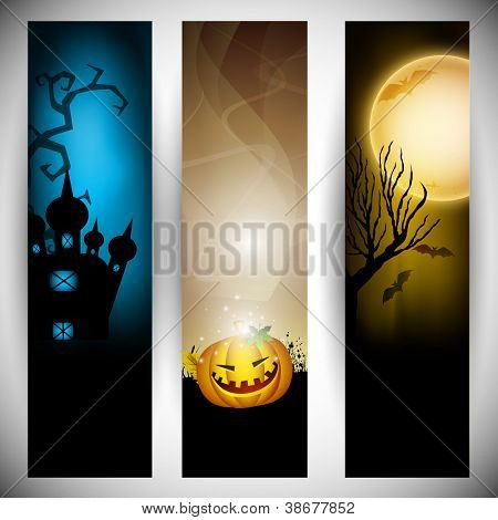Strašidelný Halloween korouhev sada. EPS 10.