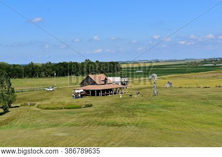 De Smet, Sout Dakota, August 5, 2020:  A View Of The Grounds And Flindts Garage On The Grounds Of Th