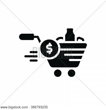 Black Solid Icon For Price Cost Goods Retall Grocery Shopping Trolly Buying-cart Accessories