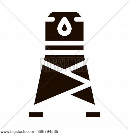 Water Cistern Tower Vector Sign Icon. Health Clean Water In Reservoir, Treatment Pictogram. Recyclin