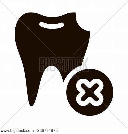 Dentist Stomatology Unhealthy Tooth Glyph Icon Sign . Caries And Debris Bad Tooth Pictogram. Chairsi