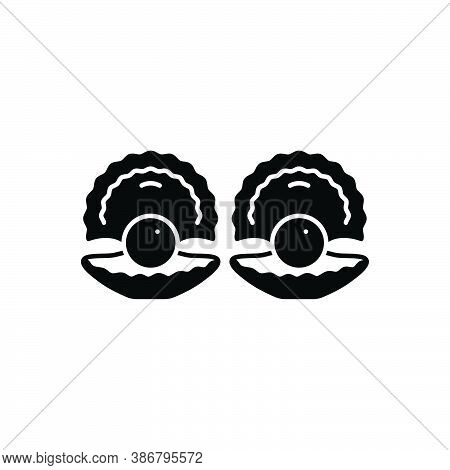 Black Solid Icon For Clams Shell Nautical Sea Aqua Mollusk Pearl Cherrystone